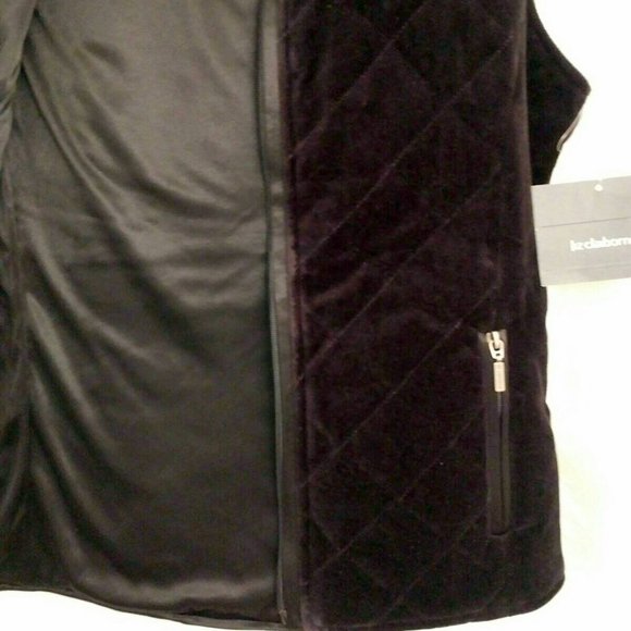 FLASH SALE! NEW Liz Claiborne Black Velvet Vest. Quilted, Zip Front & Pockets, S - Picture 7 of 13